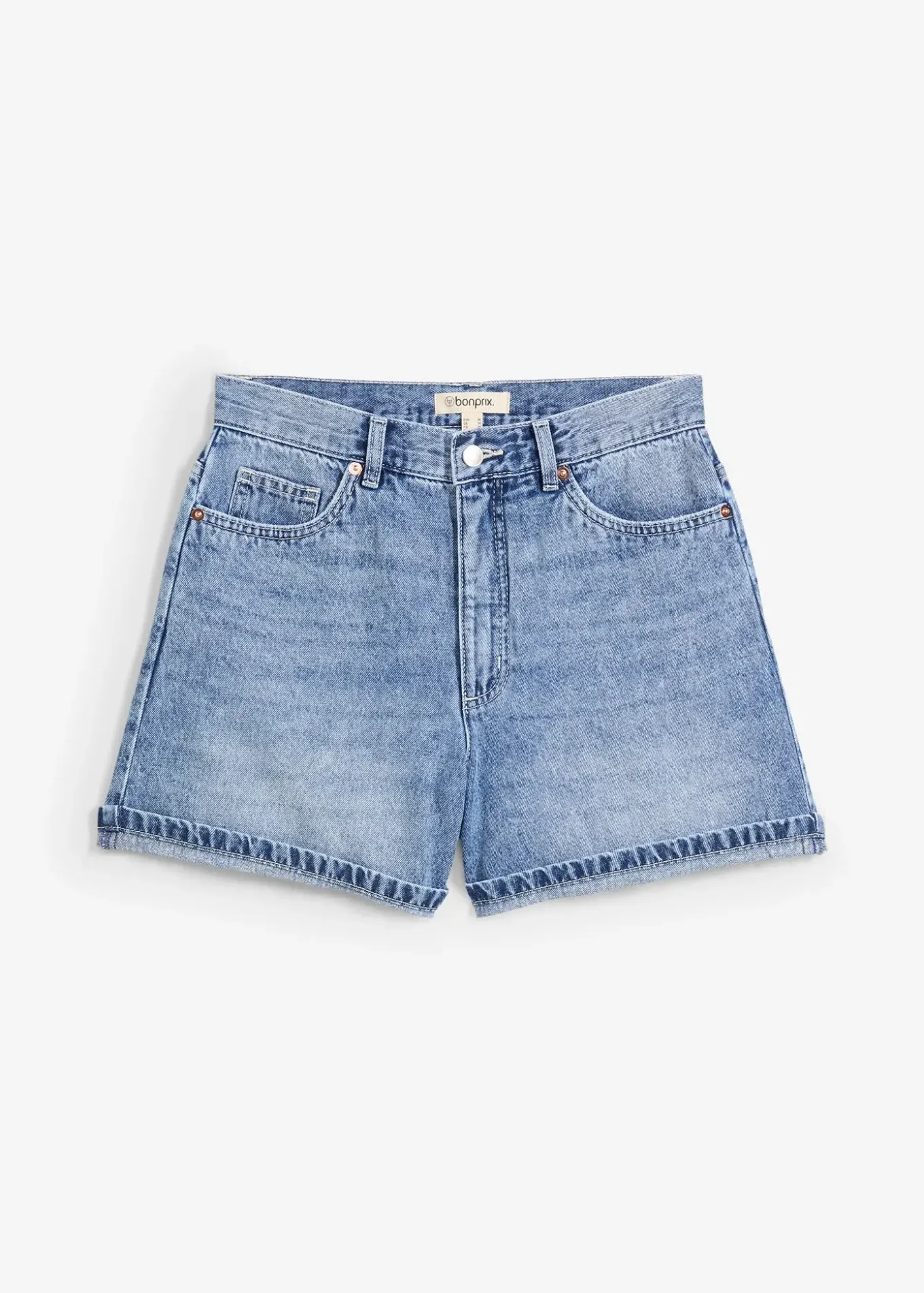 Short en jean taille haute, peu extensible
