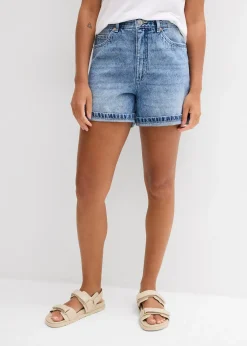 Short en jean taille haute, peu extensible