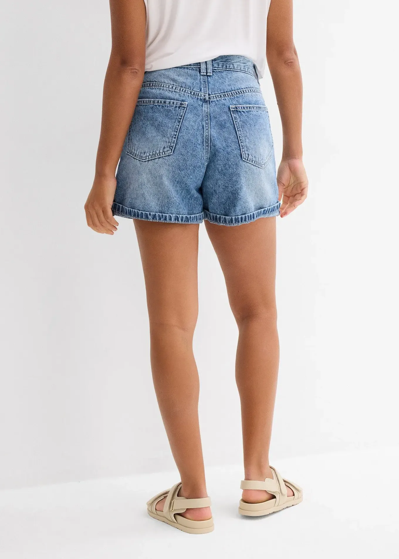 Short en jean taille haute, peu extensible