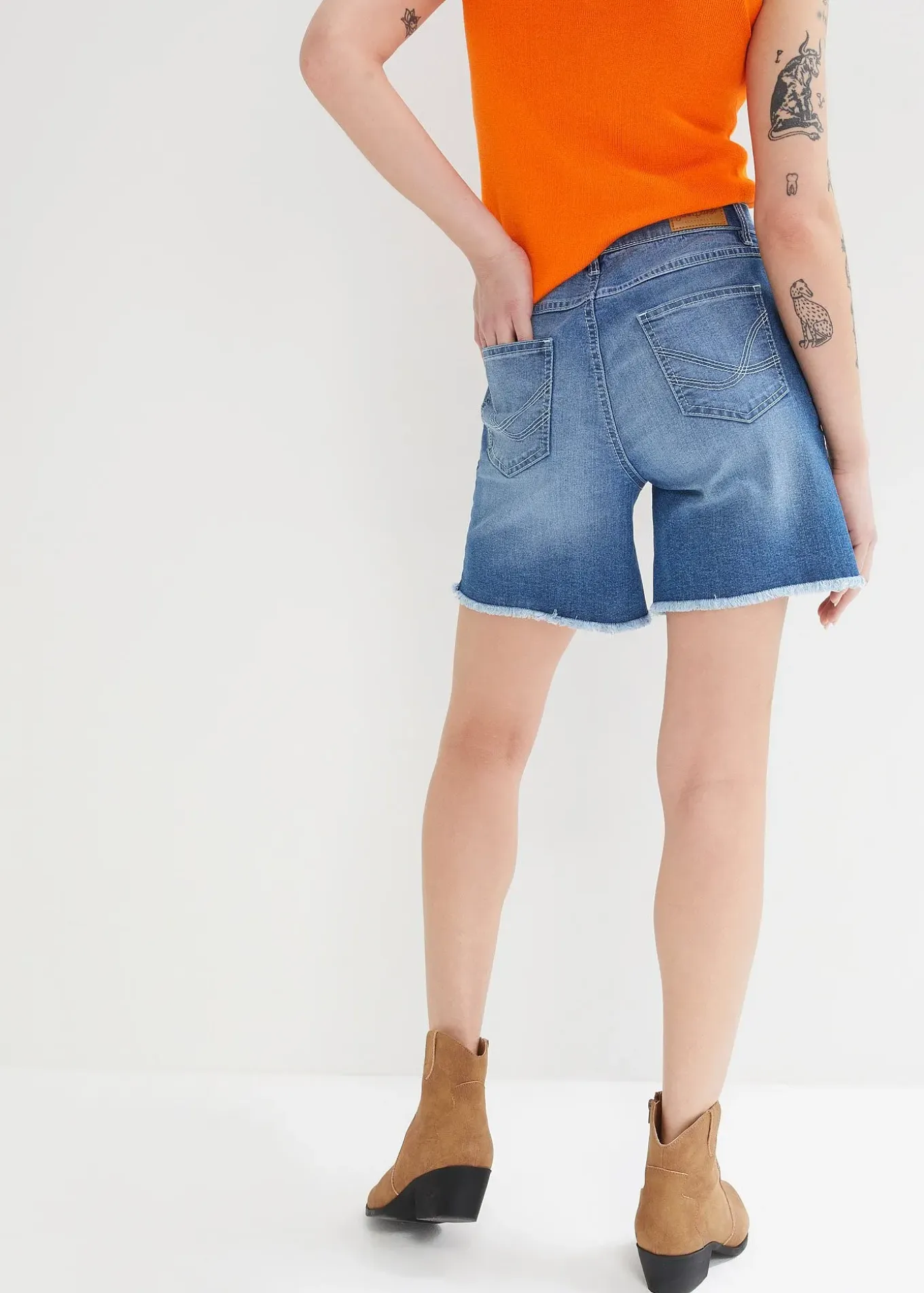 Short en jean, taille mi-haute, extensible