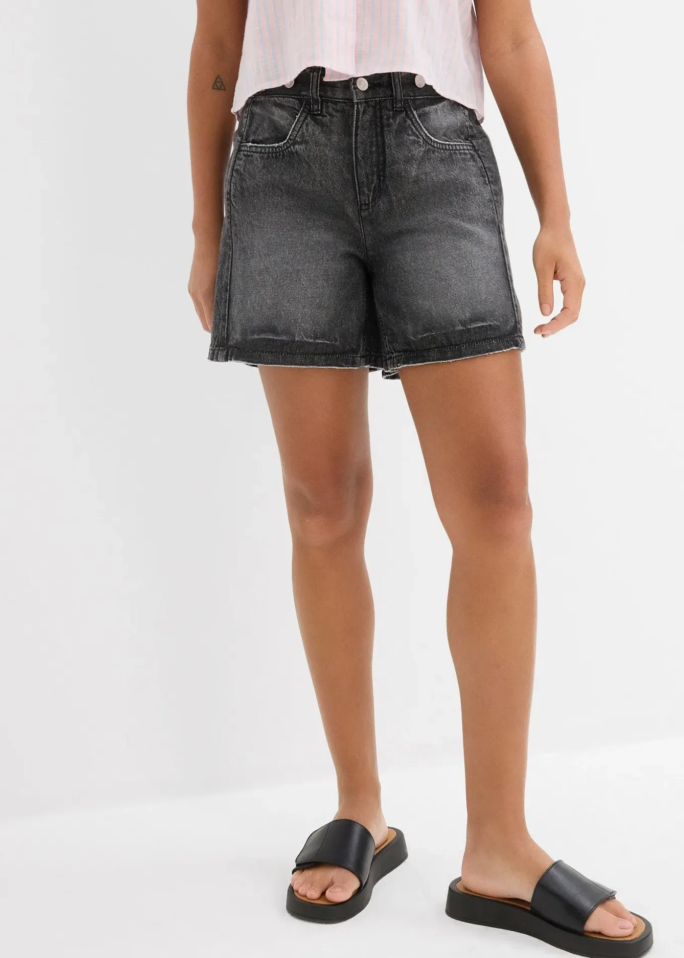 Short en jean taille mi-haute, peu extensible