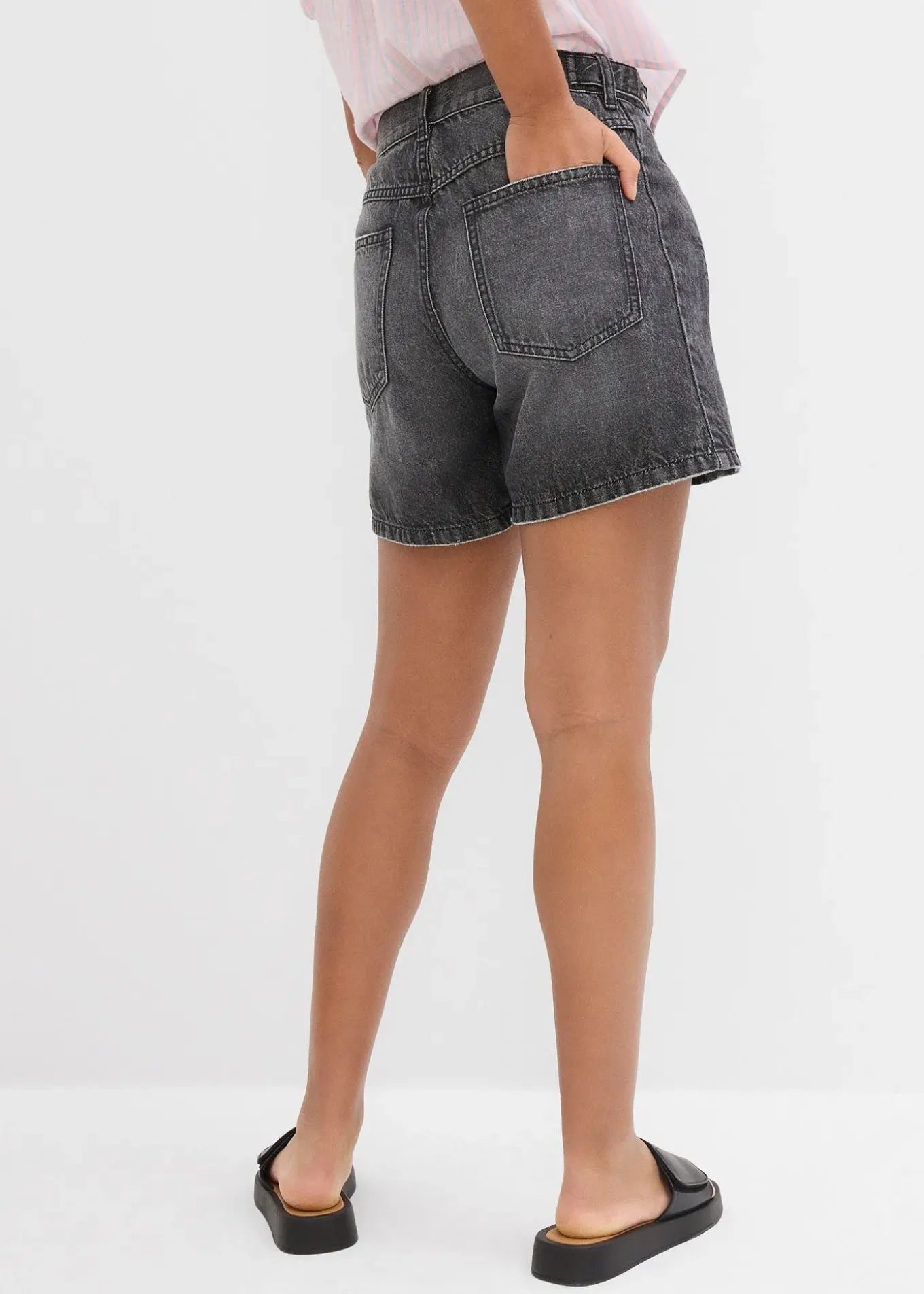 Short en jean taille mi-haute, peu extensible