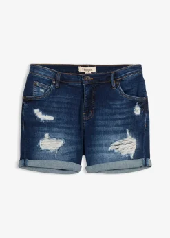 Short en jean taille mi-haute à effets déchirés
