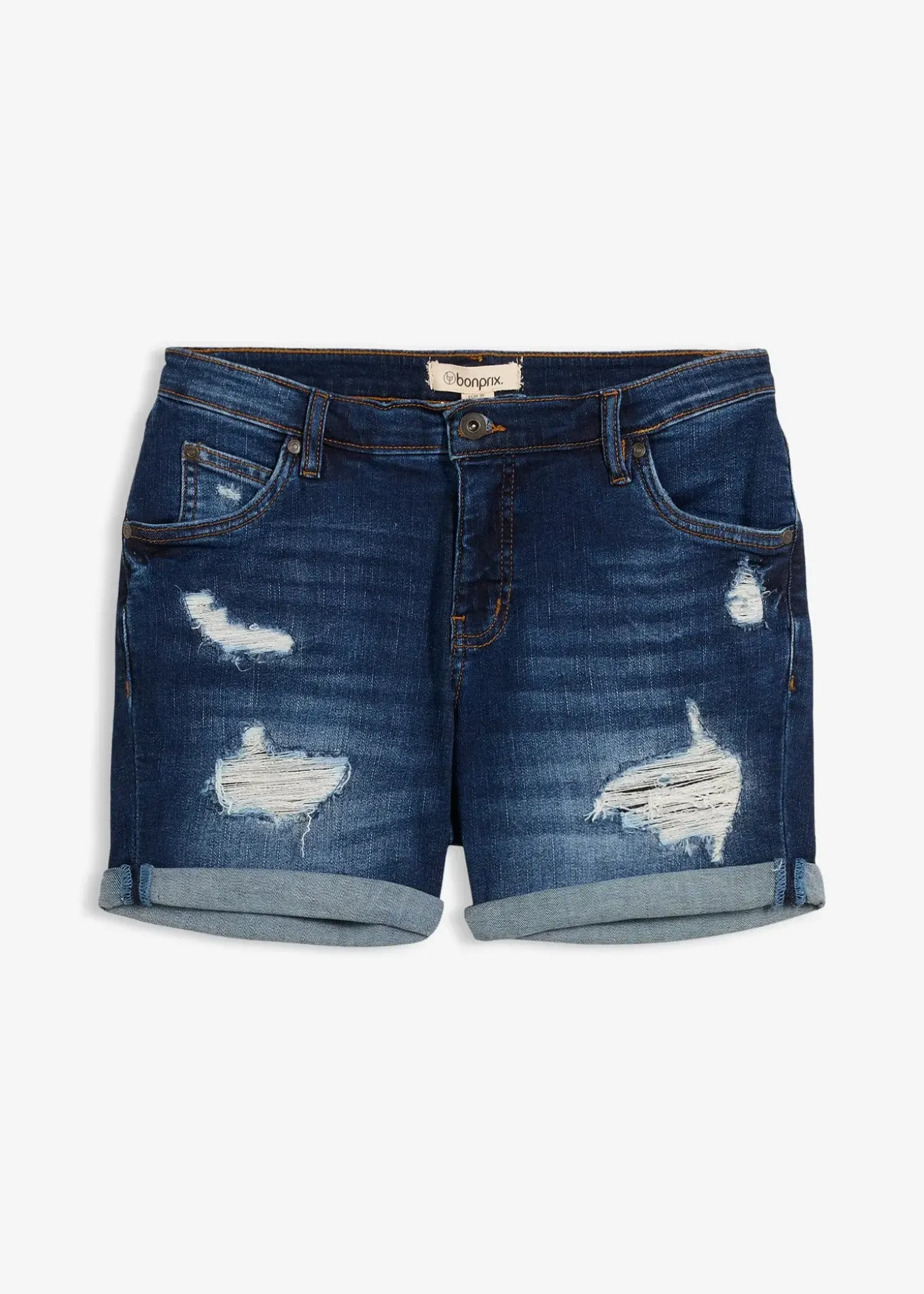 Short en jean taille mi-haute à effets déchirés