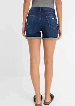Short en jean taille mi-haute à effets déchirés
