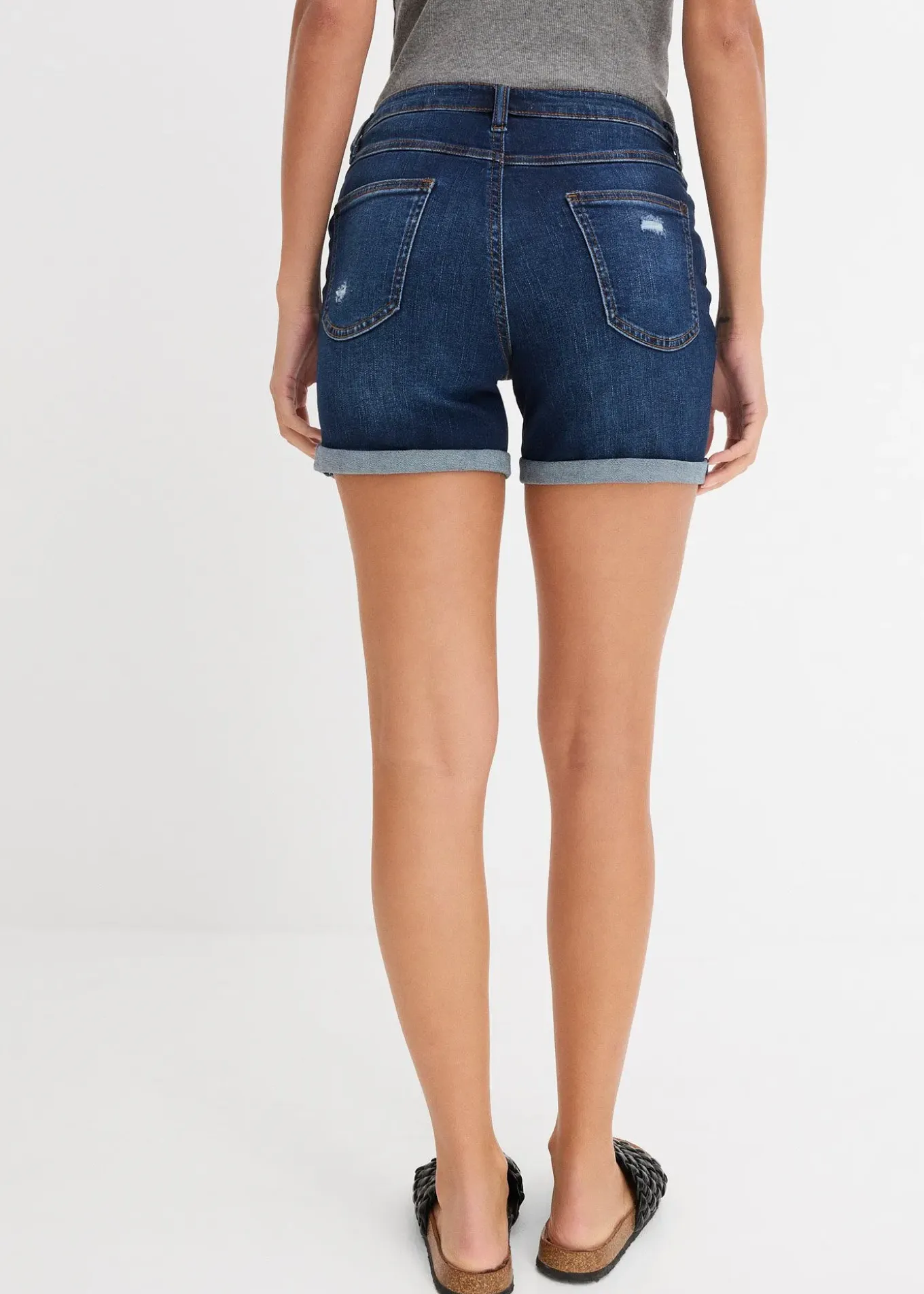 Short en jean taille mi-haute à effets déchirés