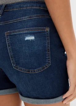 Short en jean taille mi-haute à effets déchirés