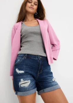 Short en jean taille mi-haute à effets déchirés