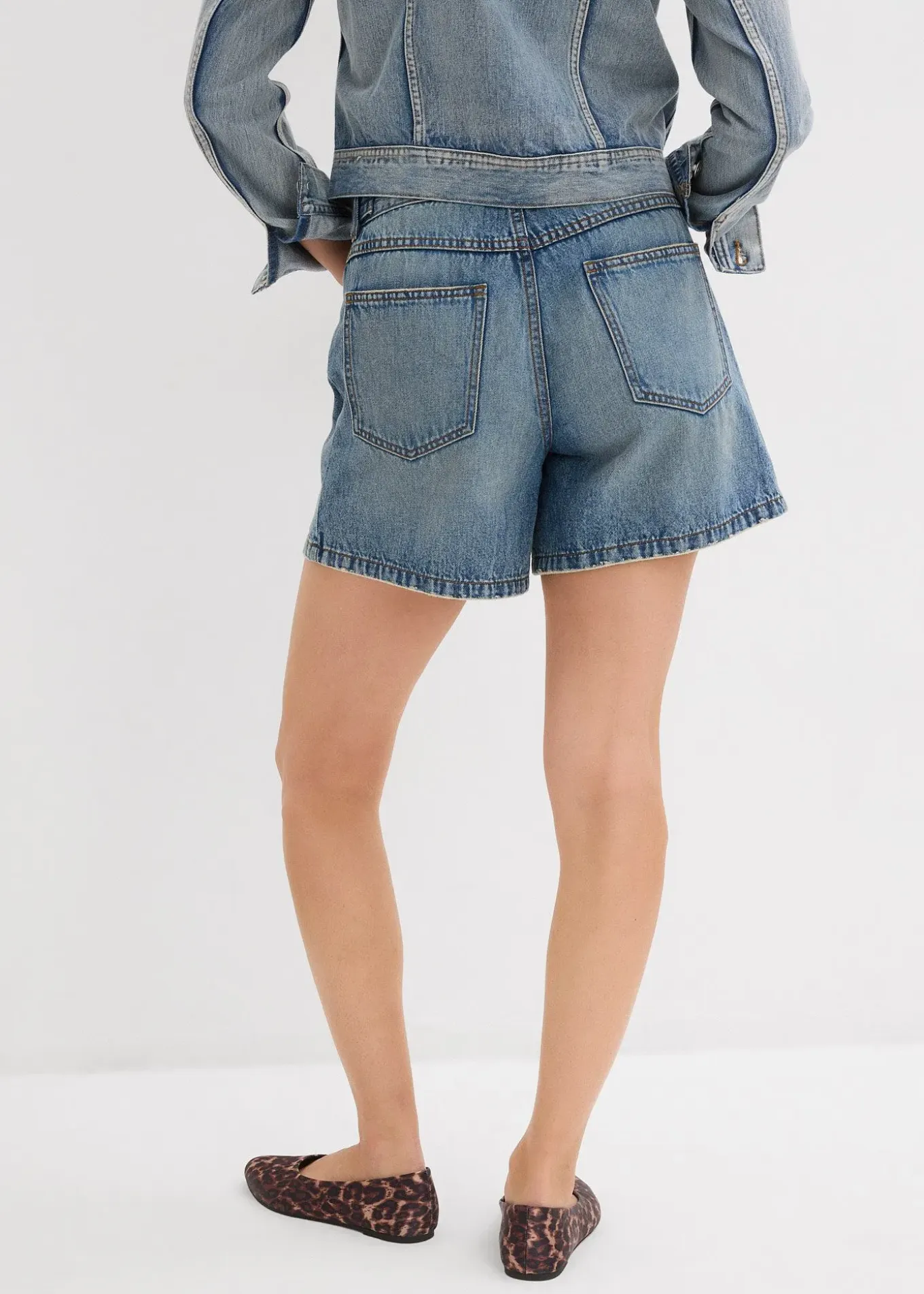 Short en jean taille mi-haute, peu extensible