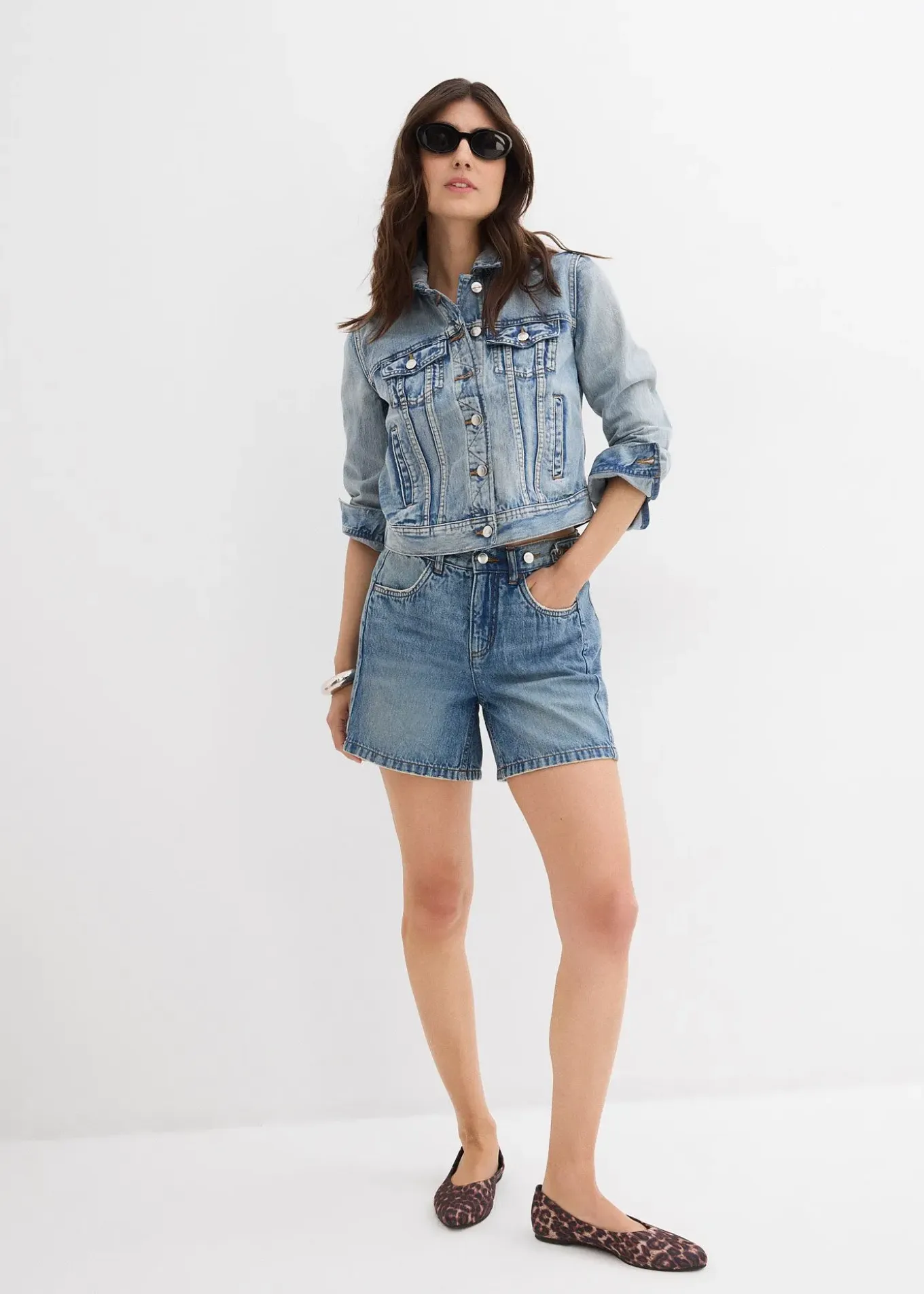 Short en jean taille mi-haute, peu extensible