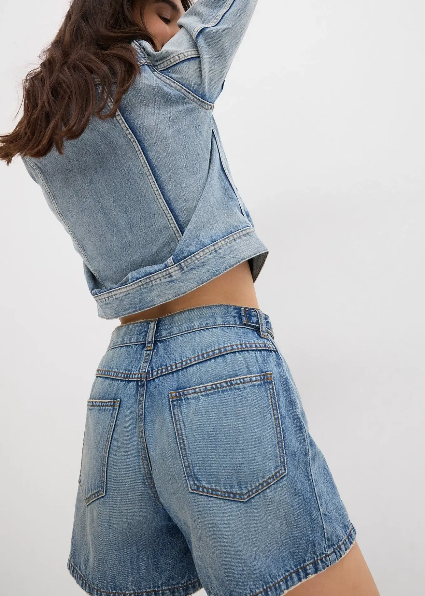 Short en jean taille mi-haute, peu extensible