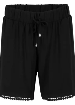 Short en jersey de viscose mélangée avec taille élastiquée et dentelle