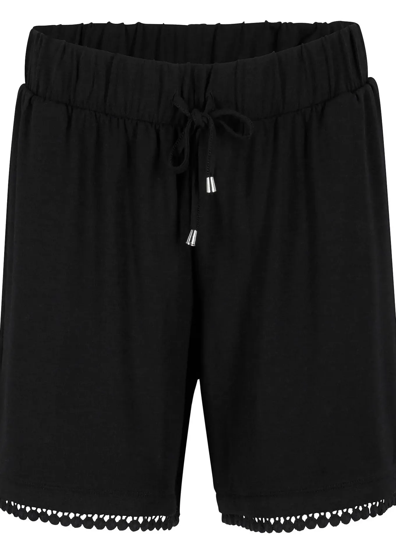 Short en jersey de viscose mélangée avec taille élastiquée et dentelle