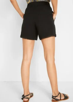 Short en jersey de viscose mélangée avec taille élastiquée et dentelle