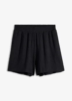 Short en jersey texturé à taille haute élastiquée