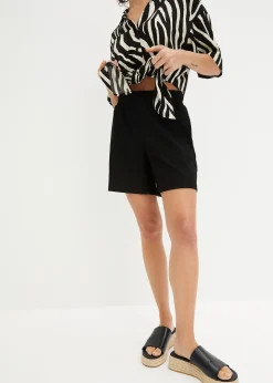 Short en jersey texturé à taille haute élastiquée