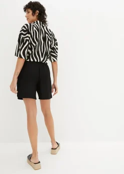 Short en jersey texturé à taille haute élastiquée