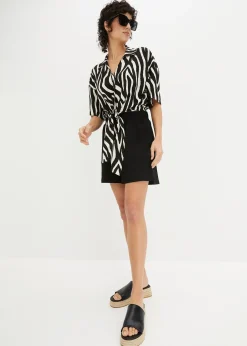 Short en jersey texturé à taille haute élastiquée