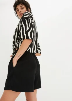 Short en jersey texturé à taille haute élastiquée