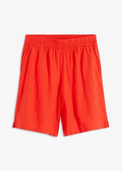 Short en lin mélangé avec taille élastiquée