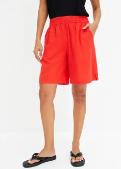 Short en lin mélangé avec taille élastiquée