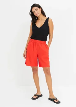 Short en lin mélangé avec taille élastiquée