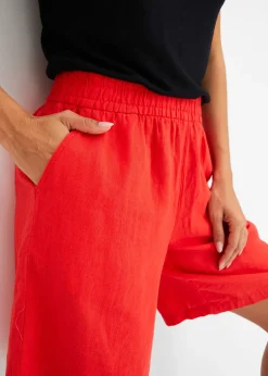 Short en lin mélangé avec taille élastiquée