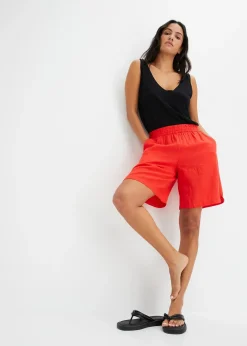 Short en lin mélangé avec taille élastiquée