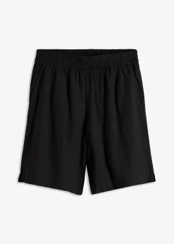 Short en lin mélangé avec taille élastiquée