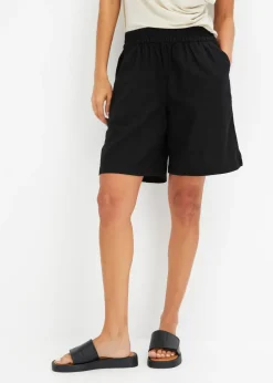 Short en lin mélangé avec taille élastiquée