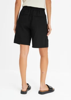 Short en lin mélangé avec taille élastiquée