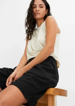 Short en lin mélangé avec taille élastiquée