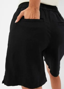 Short en lin mélangé avec taille élastiquée