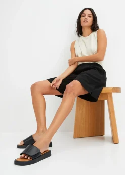 Short en lin mélangé avec taille élastiquée