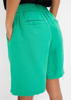 Short en lin mélangé avec taille élastiquée