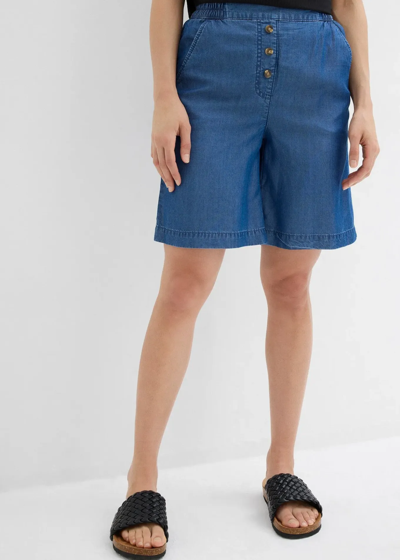 Short en Lyocell à taille élastiquée