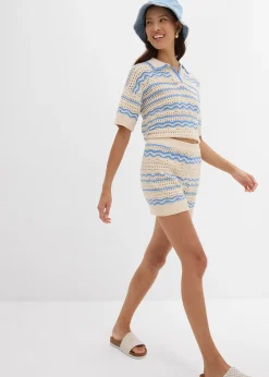 Short en maille aérienne coton et lin