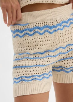 Short en maille aérienne coton et lin