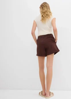 Short en twill, taille haute
