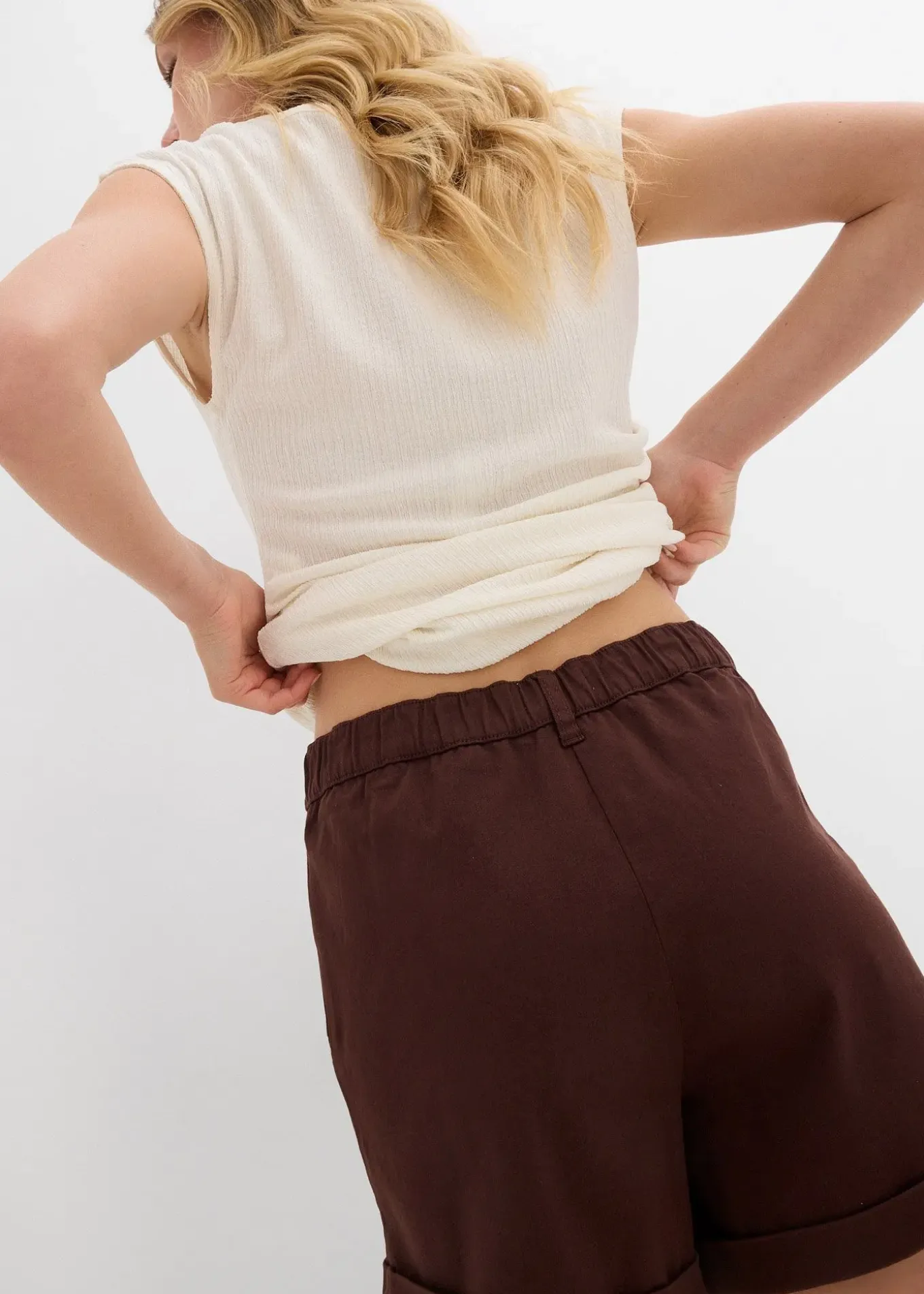 Short en twill, taille haute