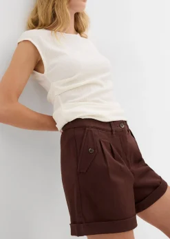 Short en twill, taille haute