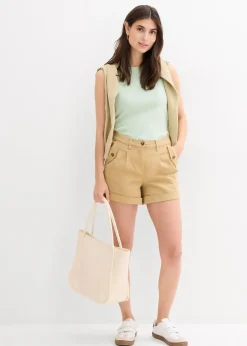 Short en twill, taille haute