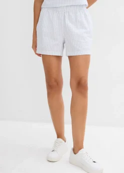 Short rayé taille élastiquée 100% coton