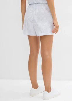 Short rayé taille élastiquée 100% coton