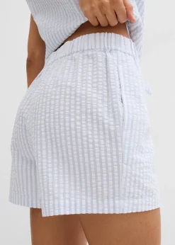 Short rayé taille élastiquée 100% coton