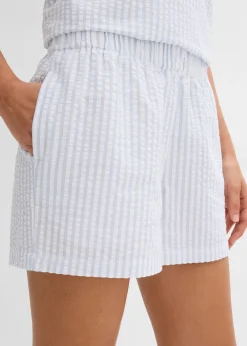 Short rayé taille élastiquée 100% coton