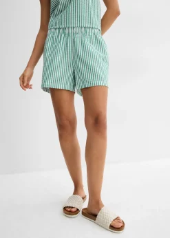Short rayé taille élastiquée 100% coton
