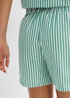 Short rayé taille élastiquée 100% coton