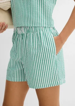 Short rayé taille élastiquée 100% coton