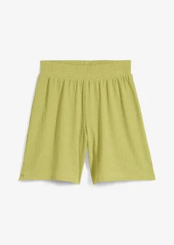 Short taille élastiquée en crêpe gaufré